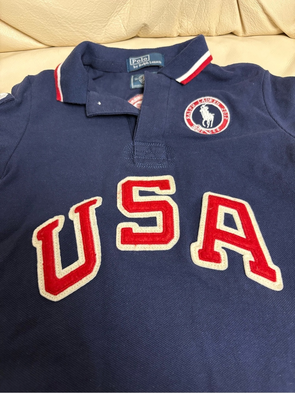 POLO RALPH LAUREN sz 3T 2012 Olympics USA Navy Mesh Polo Shirt Short Sleeve - Picture 2 of 10